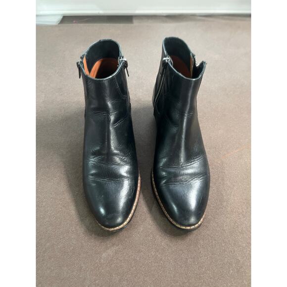 Coach Black Leather Zipped Bootie Metal Logo On Heel Women's Size 6 - Picture 8 of 15